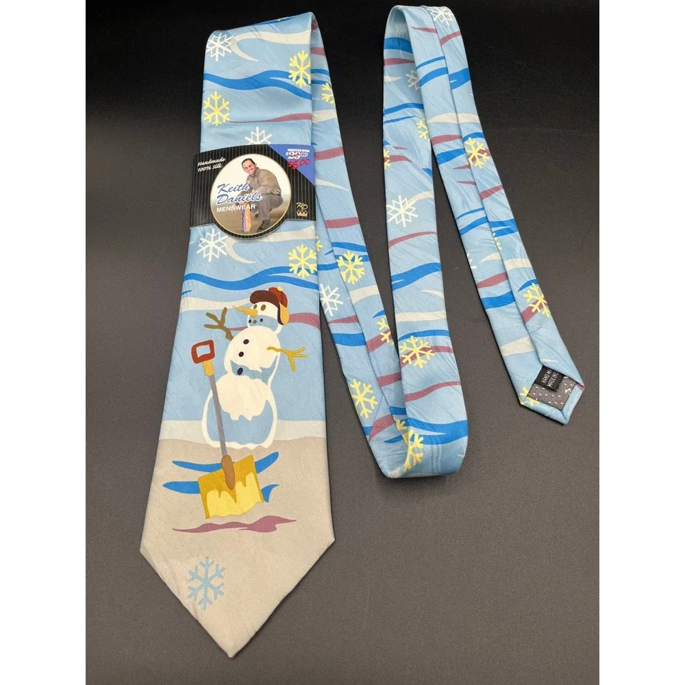 Vtg Keith Daniels Mens Neck Tie Handmade Christmas Snowman‎ New w/ Tags